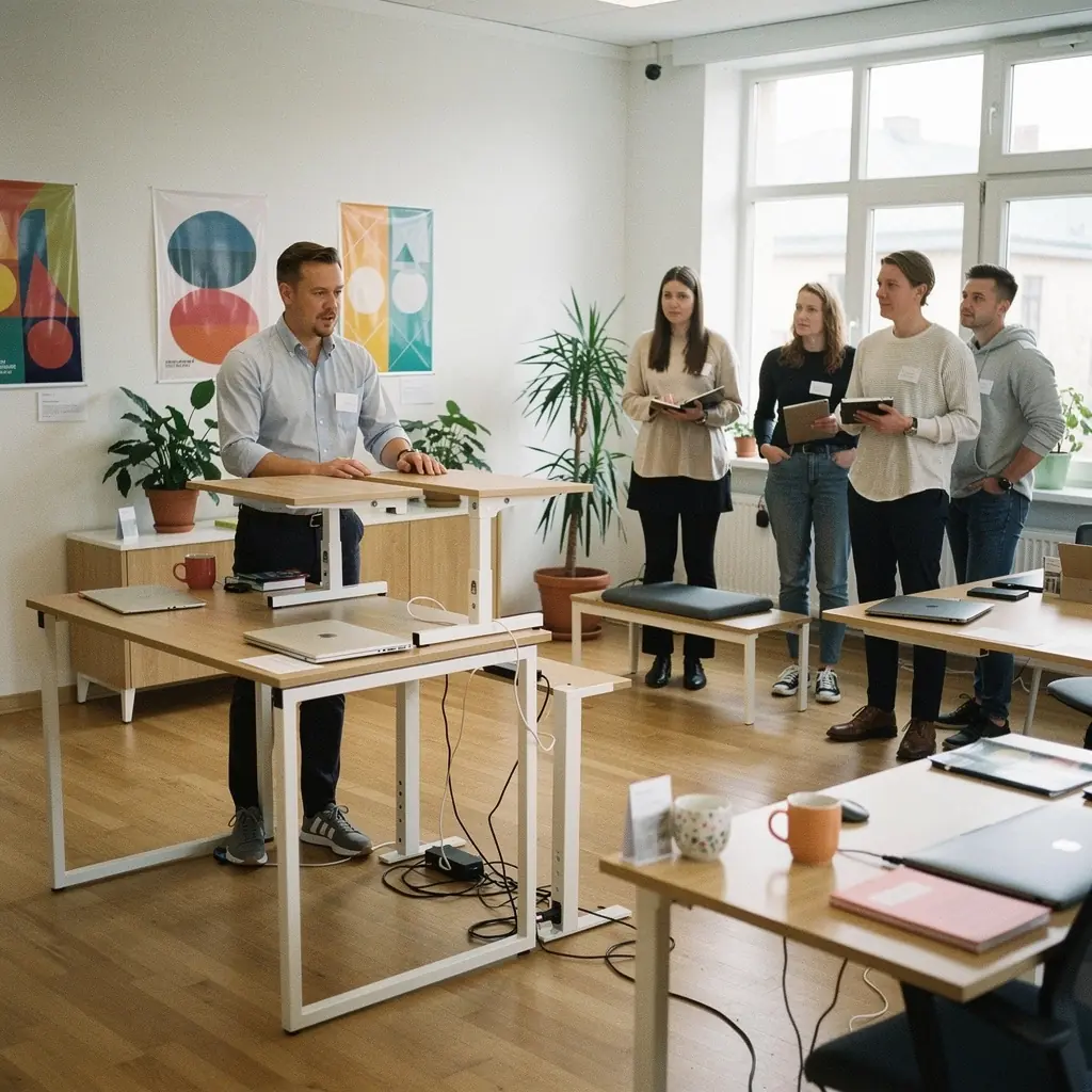 Valgusküllane kontor, mis on sisustatud loovate lahendustega ja mugavate toolidega.